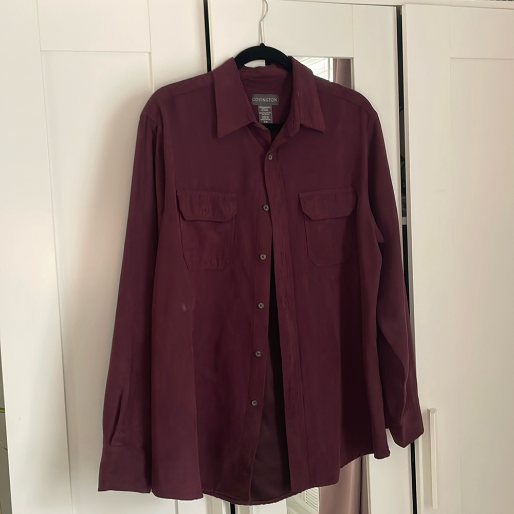 Red suede button down - Picture 1 of 3